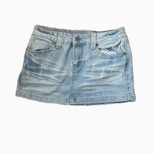 denim low rise mini skirt